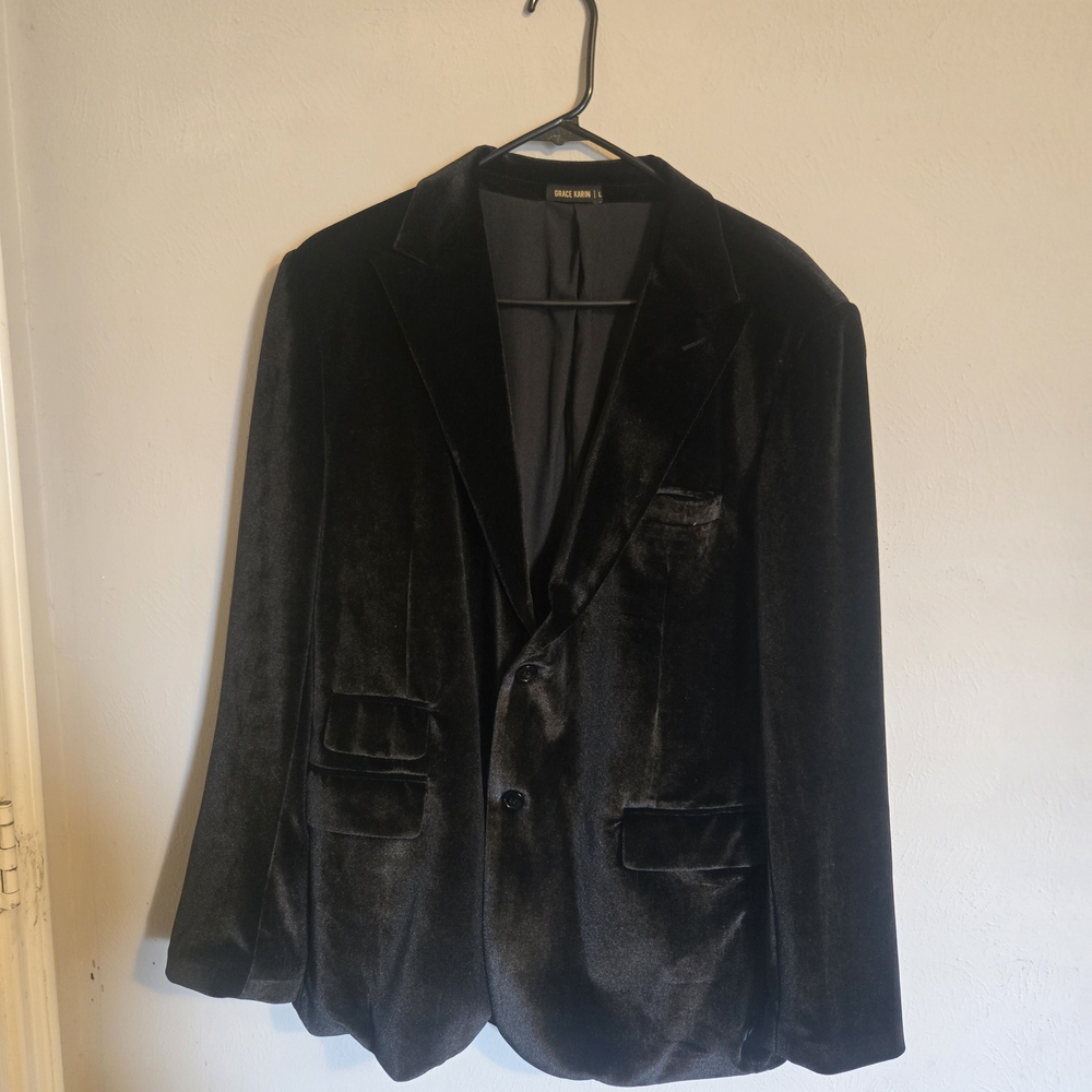 Grace Karin Black Velvet Blazer